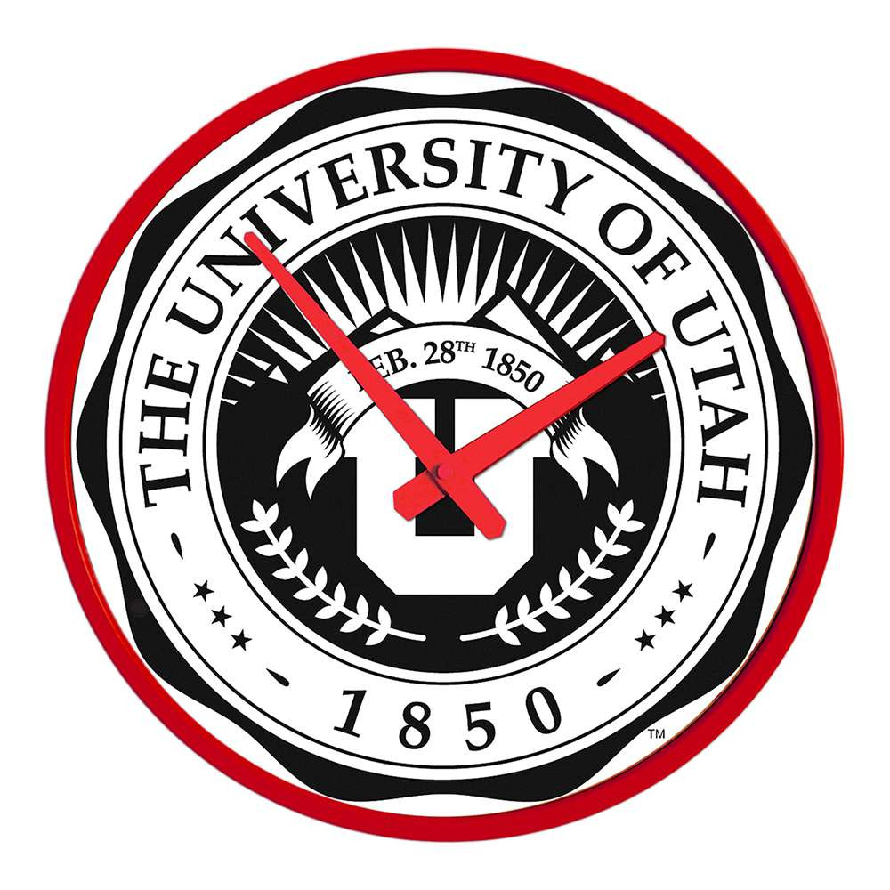 Utah Utes: University Seal - Modern Disc Wall Clock | The Fan-Brand | NCUTAH-510-02