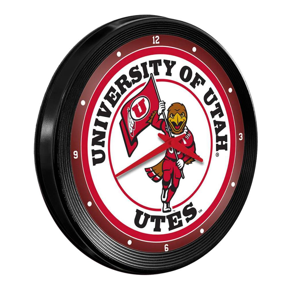 Utah Utes: Swoop - Ribbed Frame Wall Clock | The Fan-Brand | NCUTAH-530-01