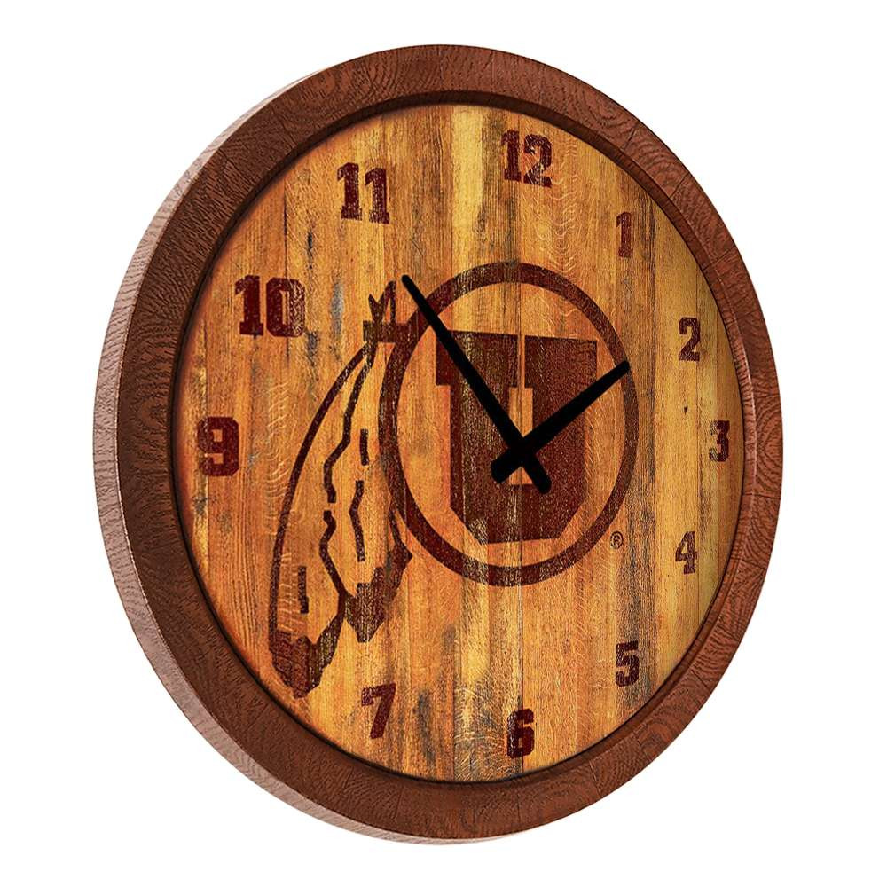Utah Utes: Branded "Faux" Barrel Top Wall Clock | The Fan-Brand | NCUTAH-560-02
