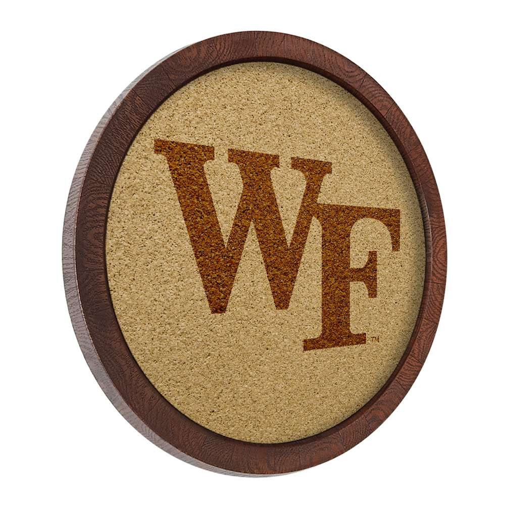 Wake Forest Demon Deacons: "Faux" Barrel Framed Cork Board - Monochrome Logo | The Fan-Brand | NCWAKE-632-01B