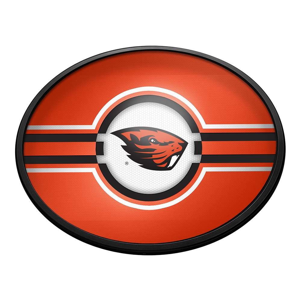 Oregon State Beavers: Oval Slimline Lighted Wall Sign - Orange | The Fan-Brand | NCORST-140-01A