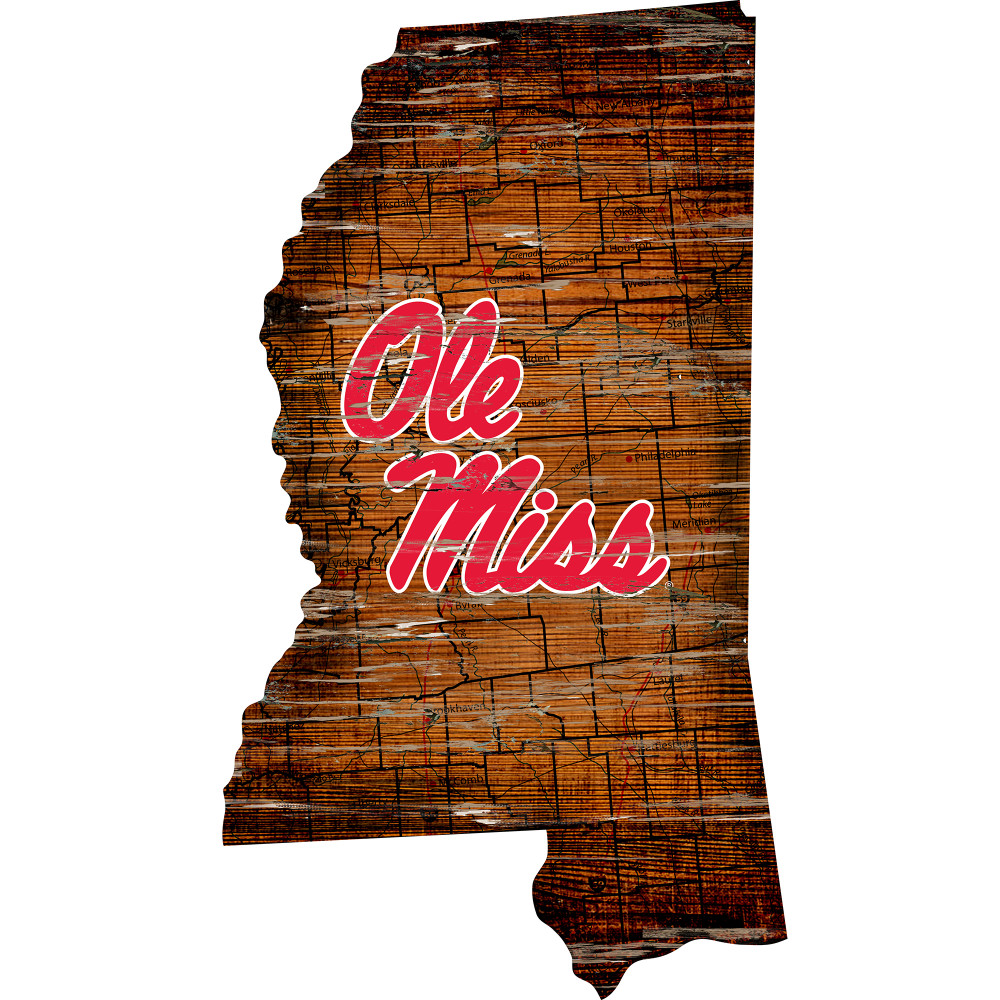 Mississippi Rebels Distressed State Wall Art |FAN CREATIONS |  C0728-Ole Miss