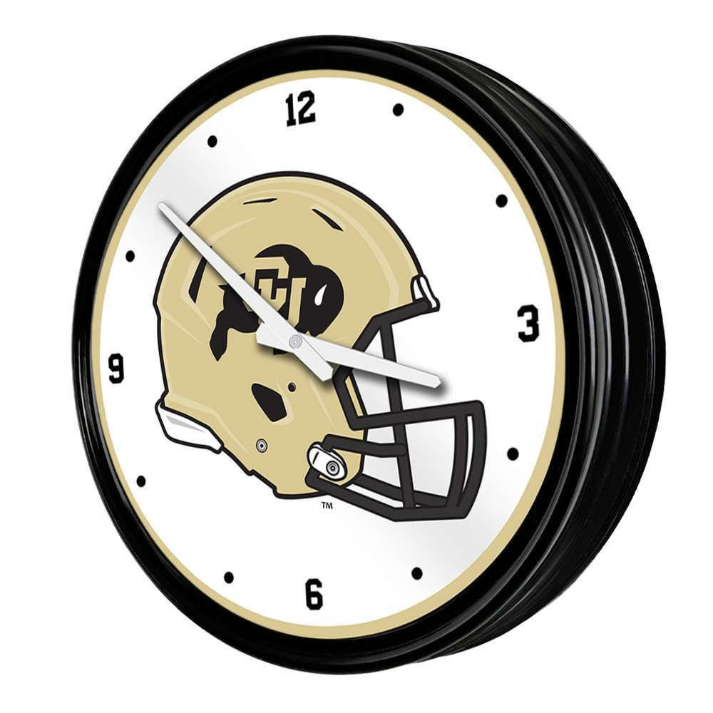 Colorado Buffaloes Retro Lighted Wall Clock - Helmet | The Fan-Brand | NCCOBF-550-03