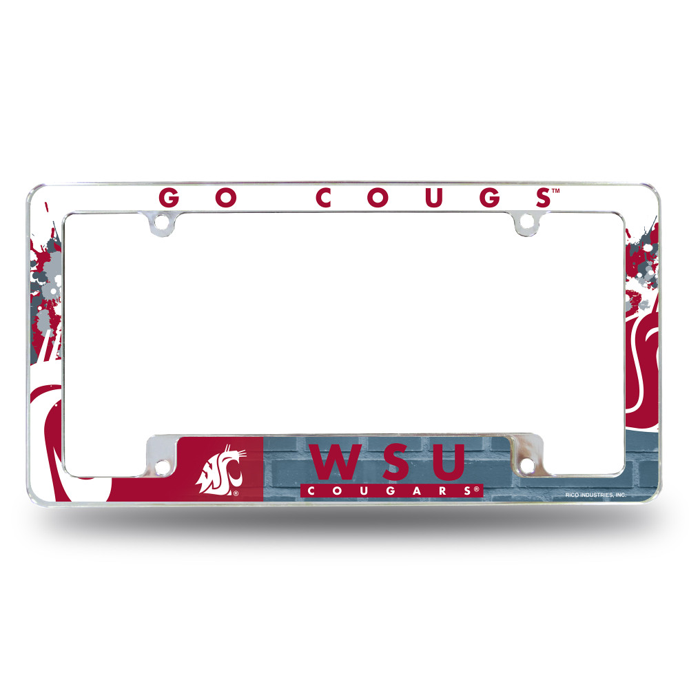 Washington State Cougars Primary Chrome License Plate Frame | Rico Industries | AFC490102B