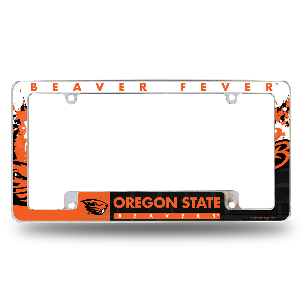 Oregon State Beavers Primary Chrome License Plate Frame | Rico Industries | AFC510302B
