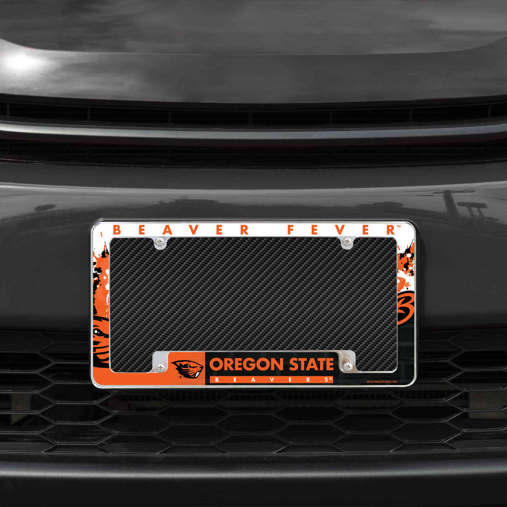 Oregon State Beavers Primary Chrome License Plate Frame | Rico Industries | AFC510302B