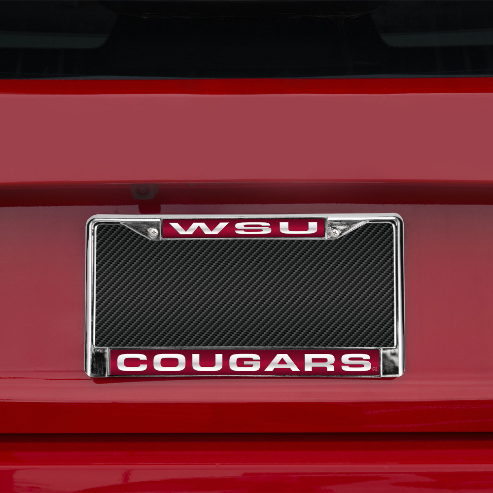 Washington State Cougars Red Laser Cut Chrome Frame | Rico Industries | FCL490101