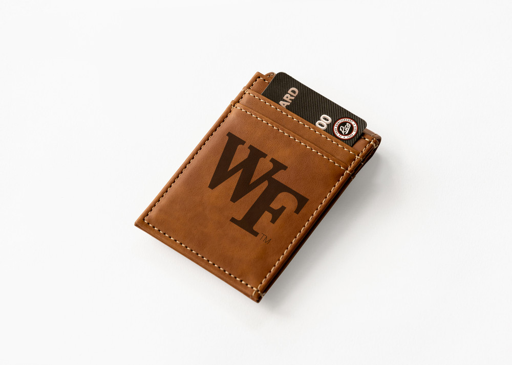 Wake Forest Demon Deacons Brown Laser Engraved Front Pocket Wallet | Rico Industries | LEFPW130301BR