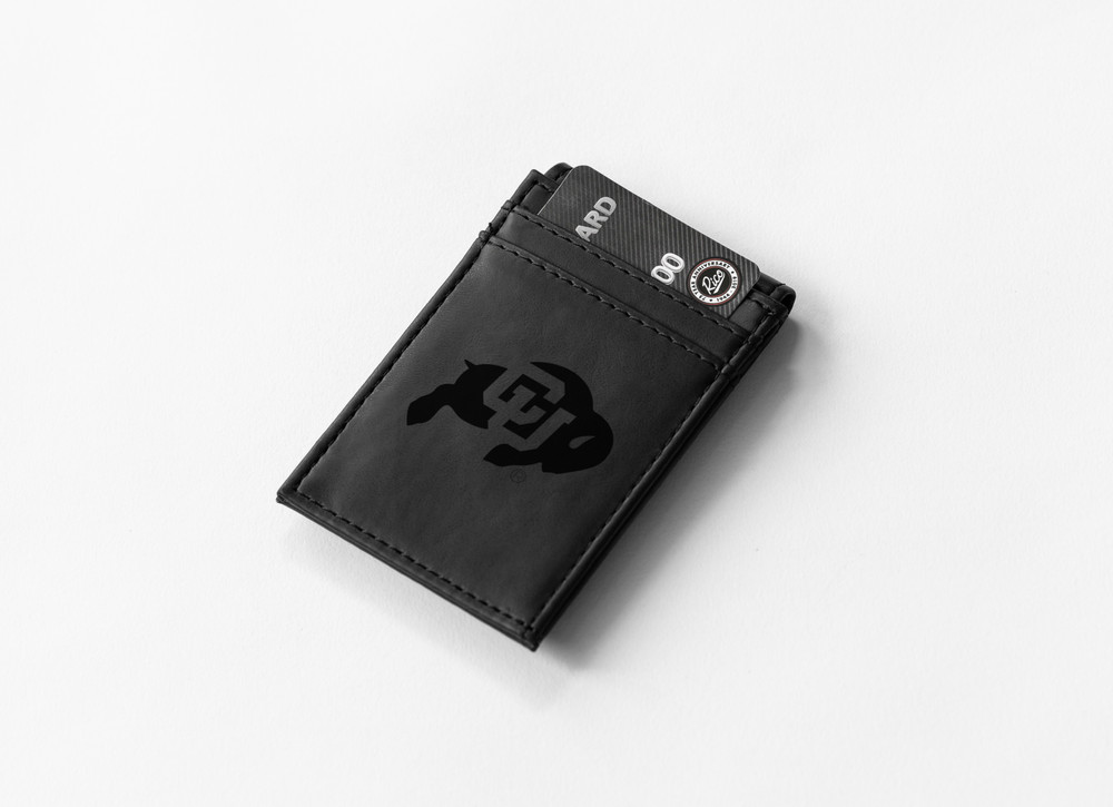 Colorado Buffaloes Black Laser Engraved Front Pocket Wallet | Rico Industries | LEFPW500101BK