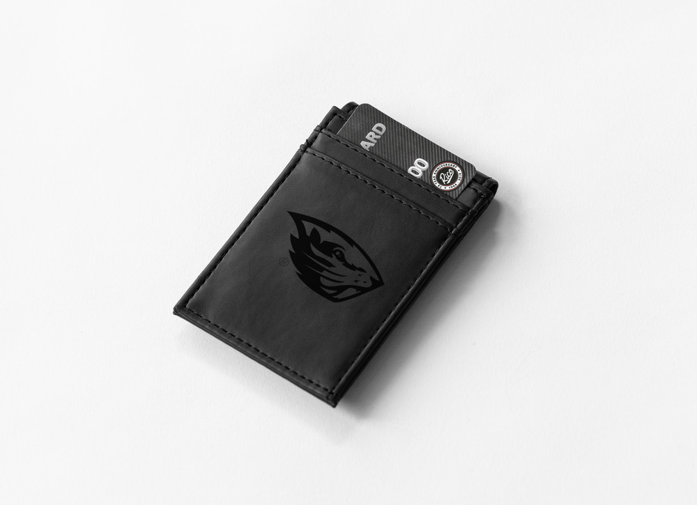 Oregon State Beavers Black Laser Engraved Front Pocket Wallet | Rico Industries | LEFPW510301BK