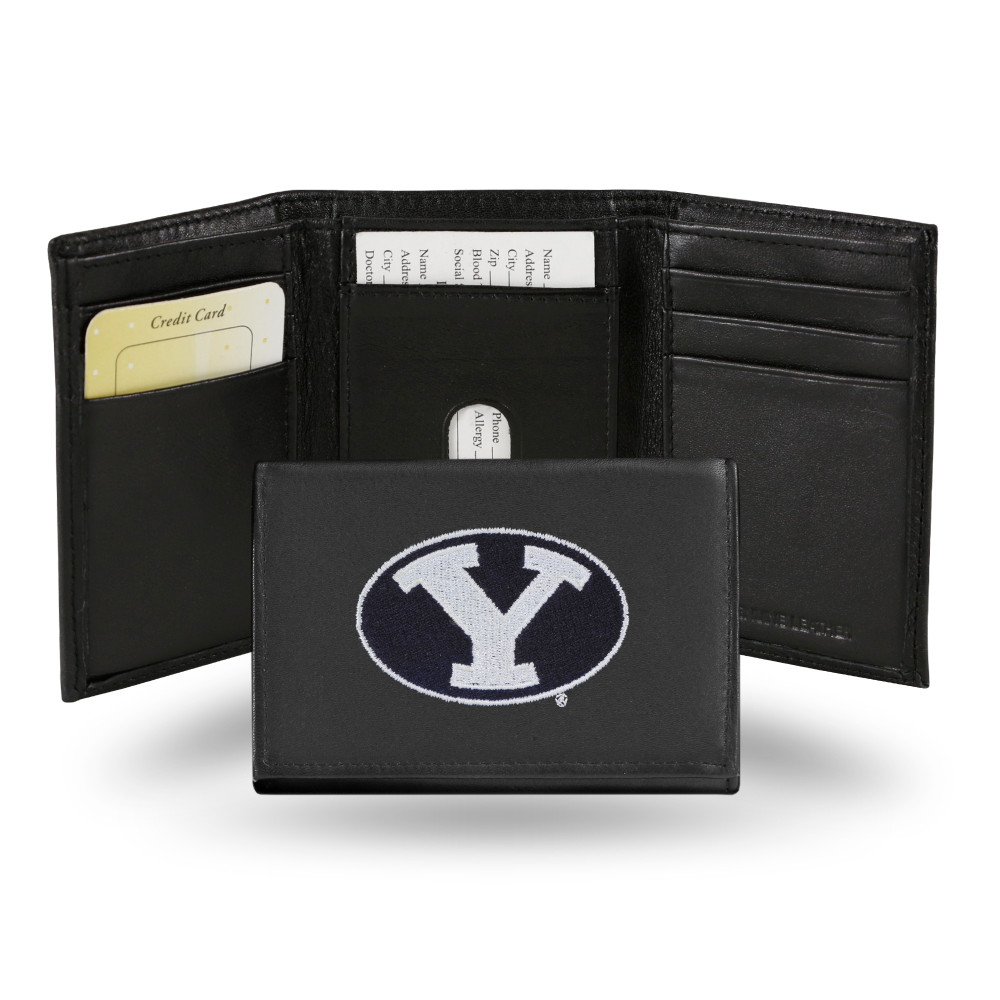 BYU Cougars Embroidered Genuine Leather Tri-fold Wallet | Rico Industries | RTR510201
