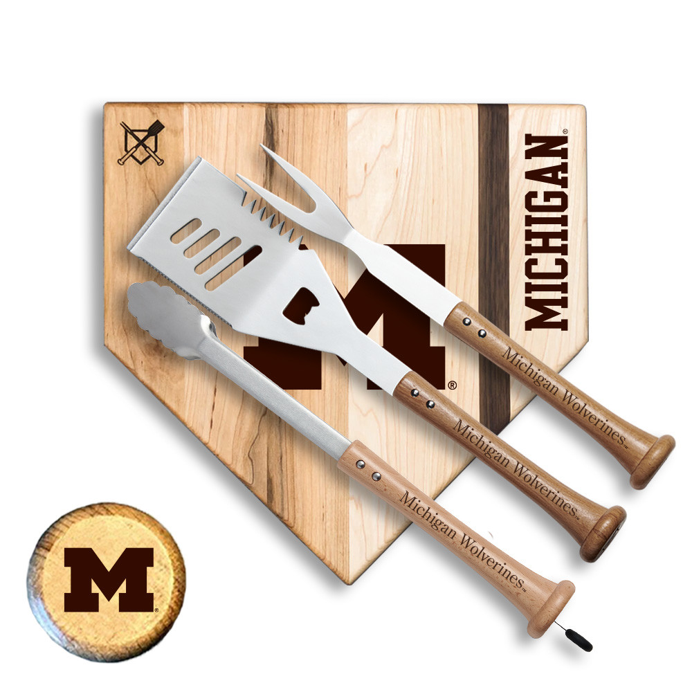 Michigan Wolverines Silver Slugger Combo BBQ Set | Baseball BBQ | GRTLSTSSMW