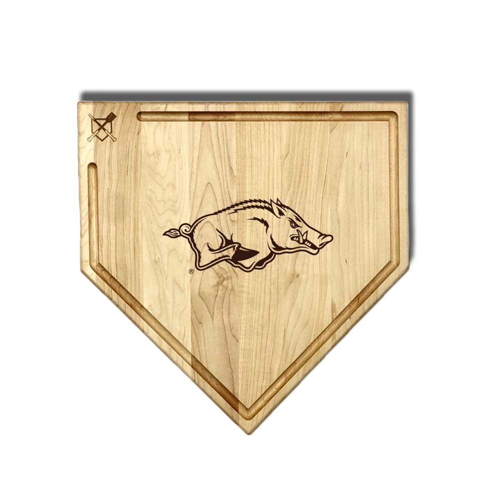 Arkansas Razorbacks Full Size Home Plate Cutting Board With Trough | Baseball BBQ | GRTLHPCBT17AR