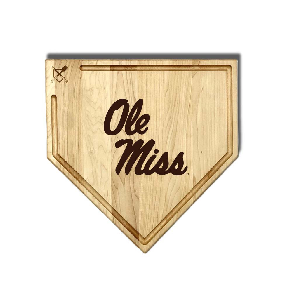 Mississippi Rebels Full Size Home Plate Cutting Board With Trough | Baseball BBQ | GRTLHPCBT17MOM