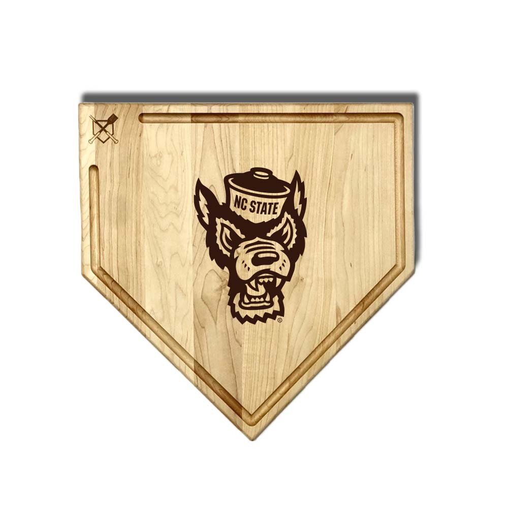 NC State Wolfpack Full Size Home Plate Cutting Board With Trough | Baseball BBQ | GRTLHPCBT17NCSWP