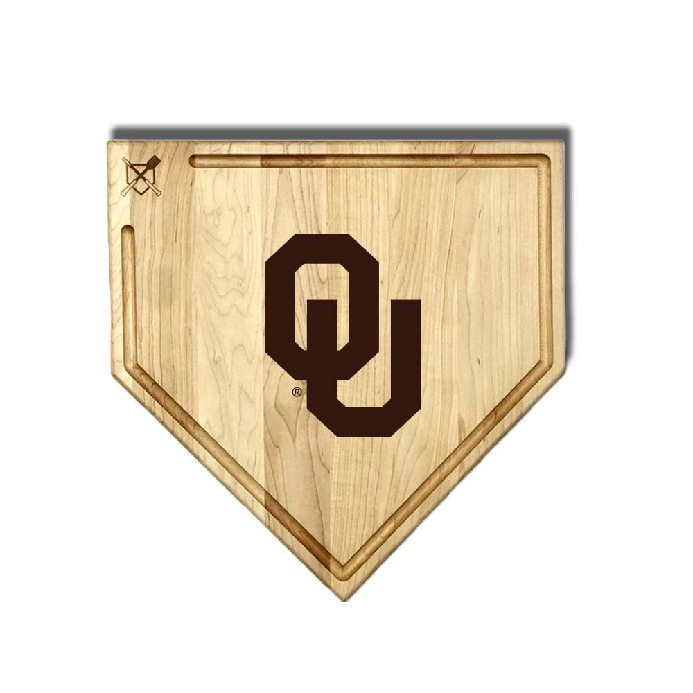 Oklahoma Sooners Full Size Home Plate Cutting Board With Trough | Baseball BBQ | GRTLHPCBT17OS