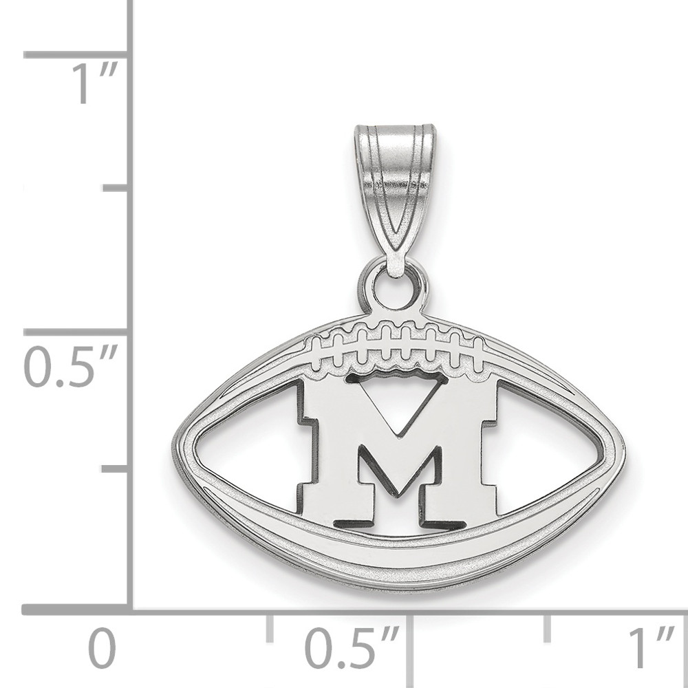 Michigan Wolverines Sterling Silver Football Pendant | Logo Art | SS019UM