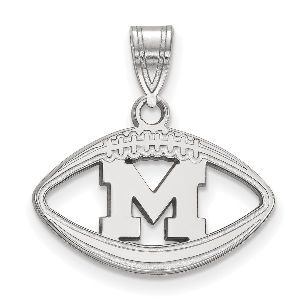 Michigan Wolverines Sterling Silver Football Pendant | Logo Art | SS019UM