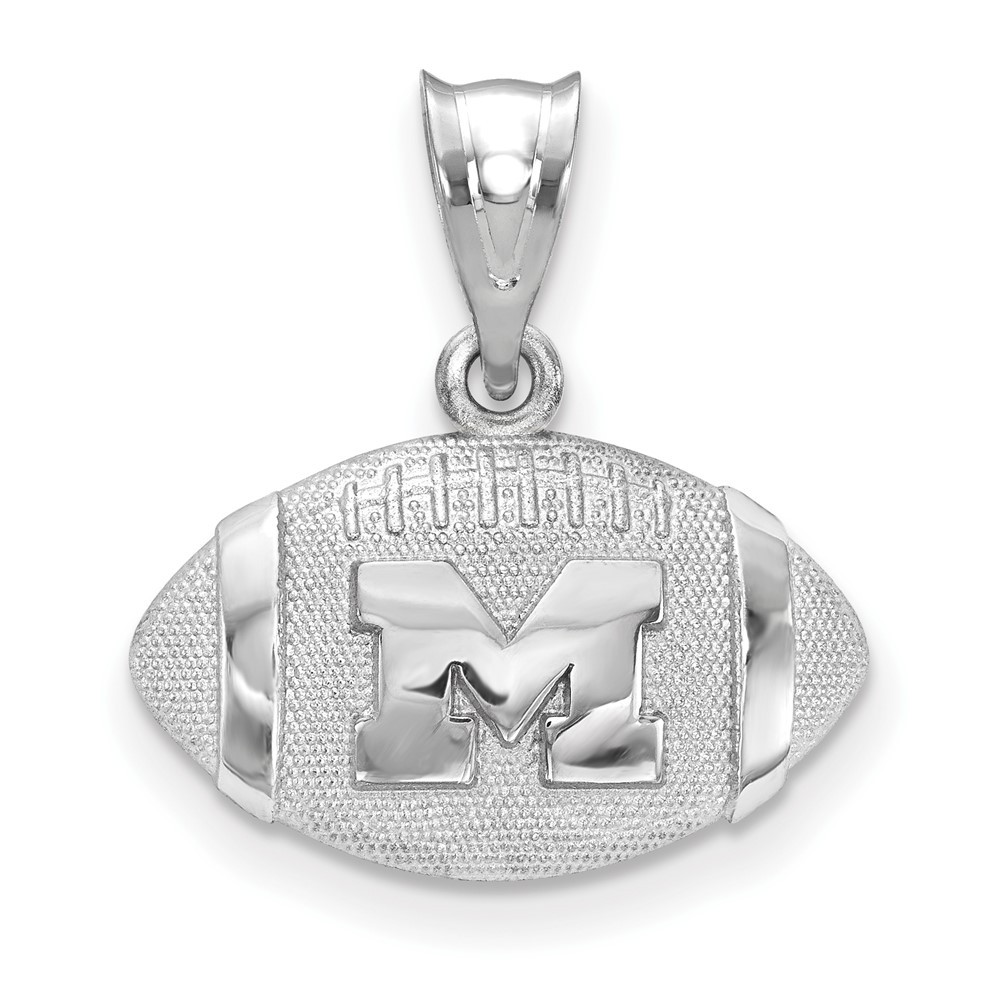 Michigan Wolverines Sterling Silver Domed Football Pendant  | Logo Art | SS506UM