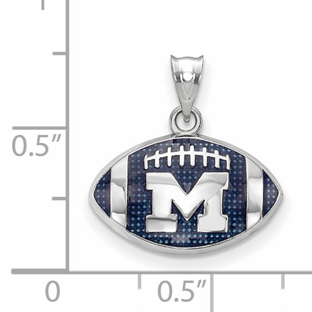 Michigan Wolverines Sterling Silver Enameled Football Pendant | Logo Art | SS509UM