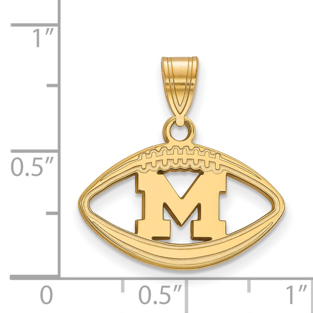 Michigan Wolverines Gold Plated Football Pendant | Logo Art | GP019UM