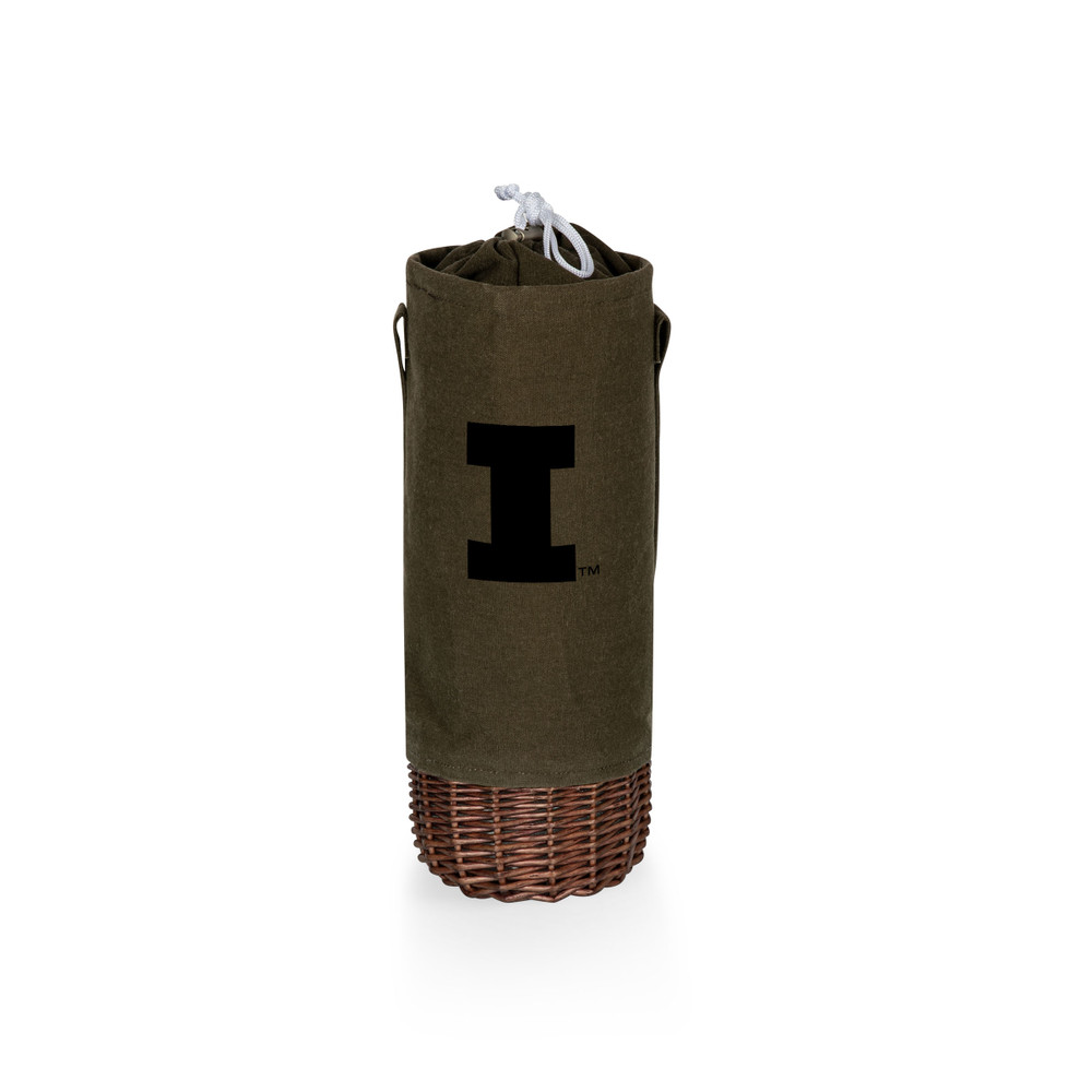Illinois Fighting Illini Malbec Insulated Canvas and Willow Wine Bottle Basket | Picnic Time | 201-00-140-214-0