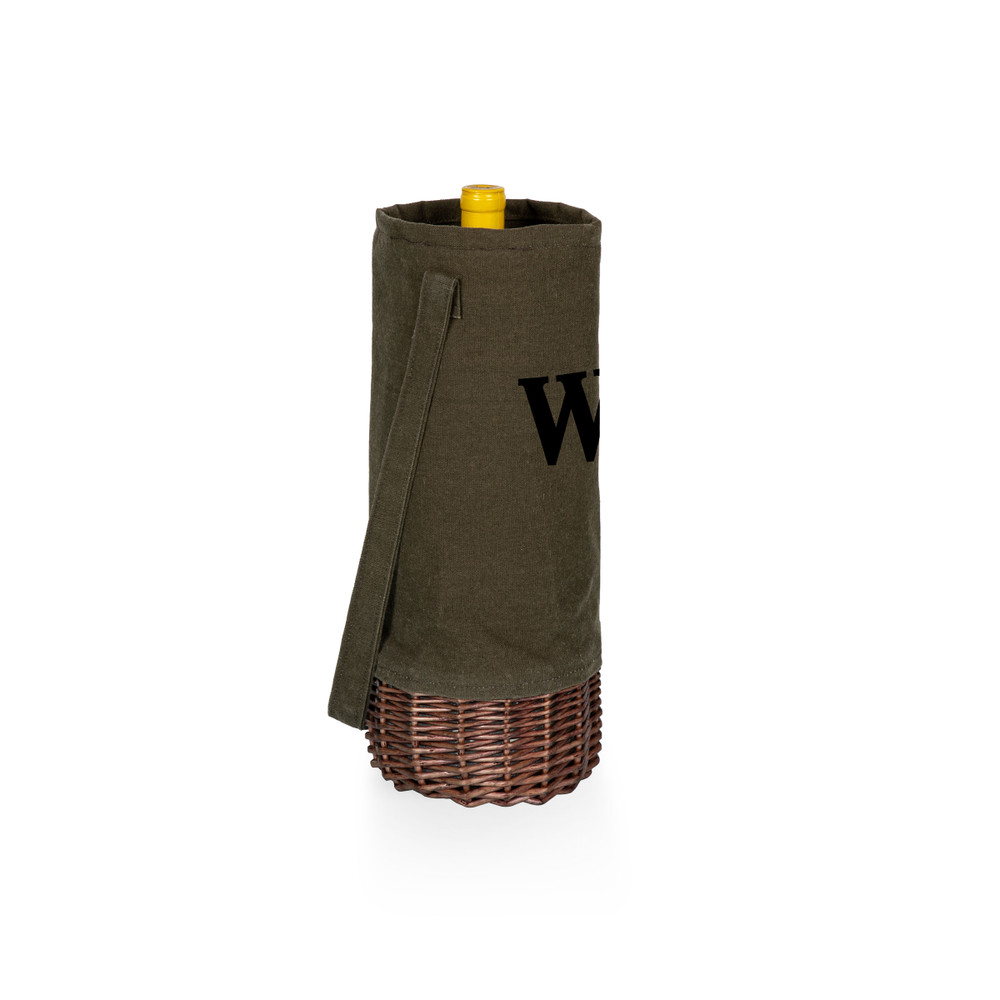 Wake Forest Demon Deacons Malbec Insulated Canvas and Willow Wine Bottle Basket | Picnic Time | 201-00-140-614-0
