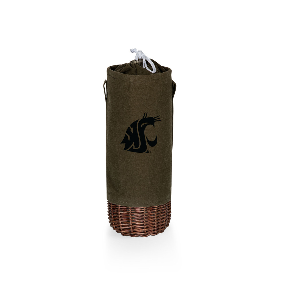 Washington State Cougars Malbec Insulated Canvas and Willow Wine Bottle Basket | Picnic Time | 201-00-140-634-0