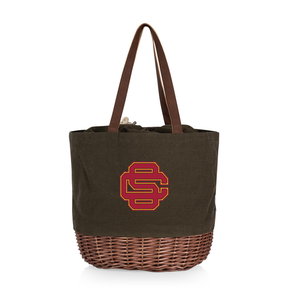 USC Trojans Coronado Canvas and Willow Basket Tote | Picnic Time | 203-00-140-098-0