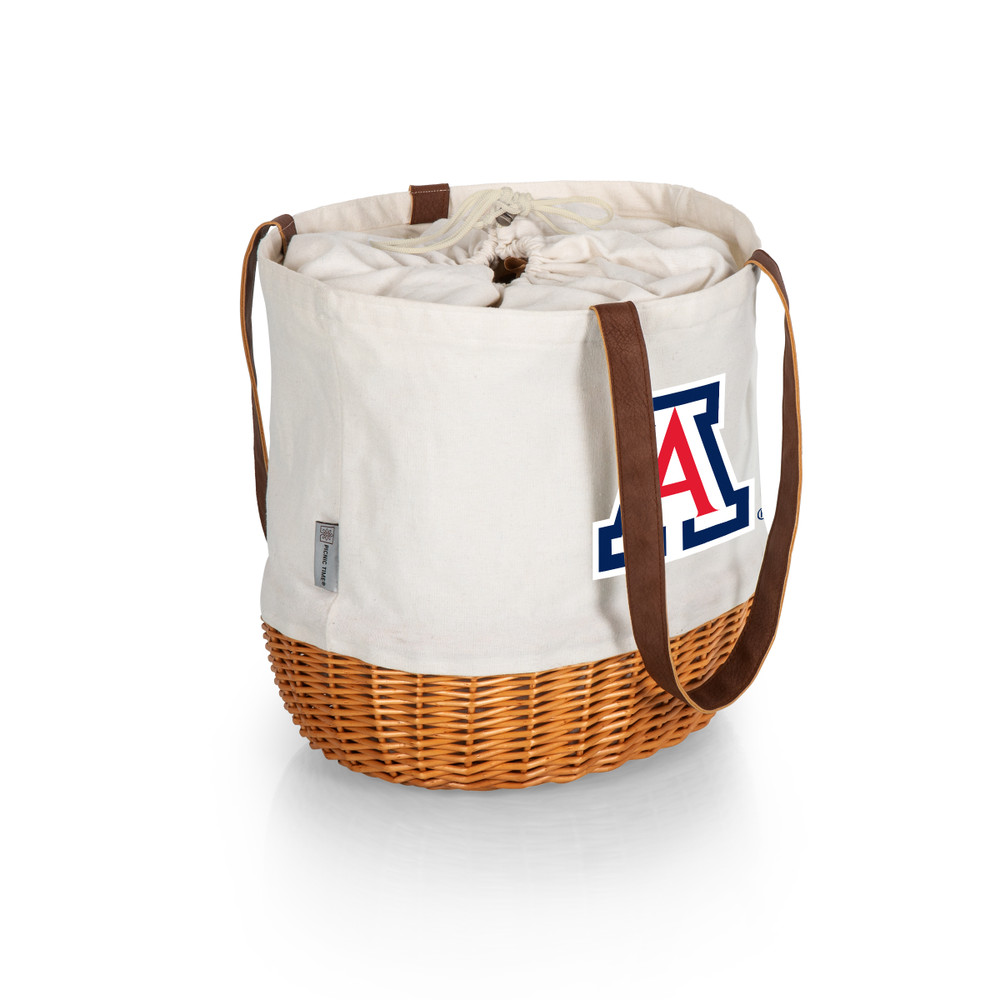 Arizona Wildcats Coronado Canvas and Willow Basket Tote | Picnic Time | 203-00-187-014-0