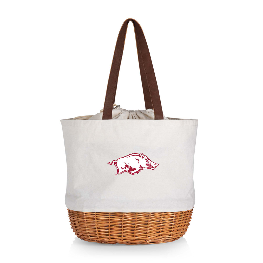 Arkansas Razorbacks Coronado Canvas and Willow Basket Tote | Picnic Time | 203-00-187-034-0