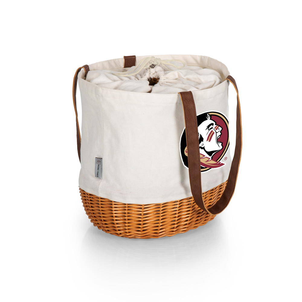 FSU Seminoles Coronado Canvas and Willow Basket Tote | Picnic Time | 203-00-187-174-0