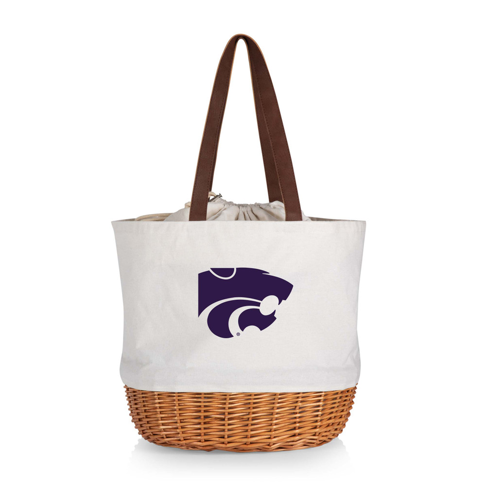 Kansas State Wildcats Coronado Canvas and Willow Basket Tote | Picnic Time | 203-00-187-254-0