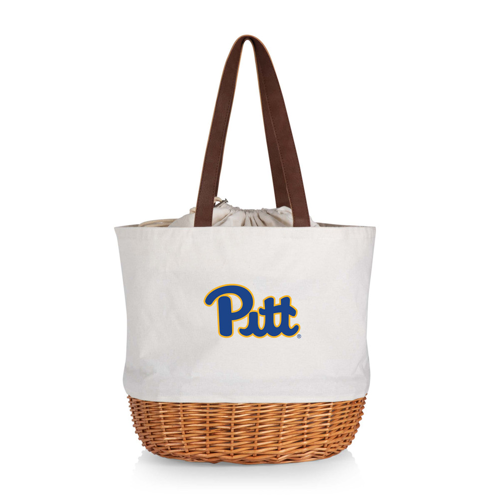 Pittsburgh Panthers Coronado Canvas and Willow Basket Tote | Picnic Time | 203-00-187-504-0