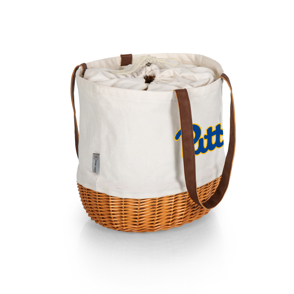 Pittsburgh Panthers Coronado Canvas and Willow Basket Tote | Picnic Time | 203-00-187-504-0