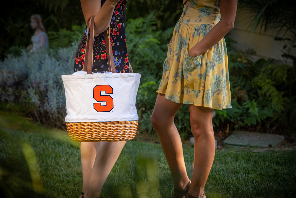 Syracuse Orange Coronado Canvas and Willow Basket Tote | Picnic Time | 203-00-187-544-0