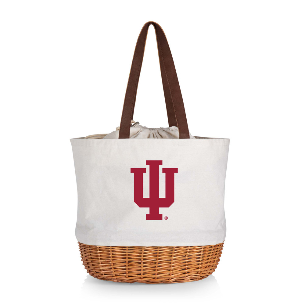 Indiana Hoosiers Coronado Canvas and Willow Basket Tote | Picnic Time | 203-00-187-674-0