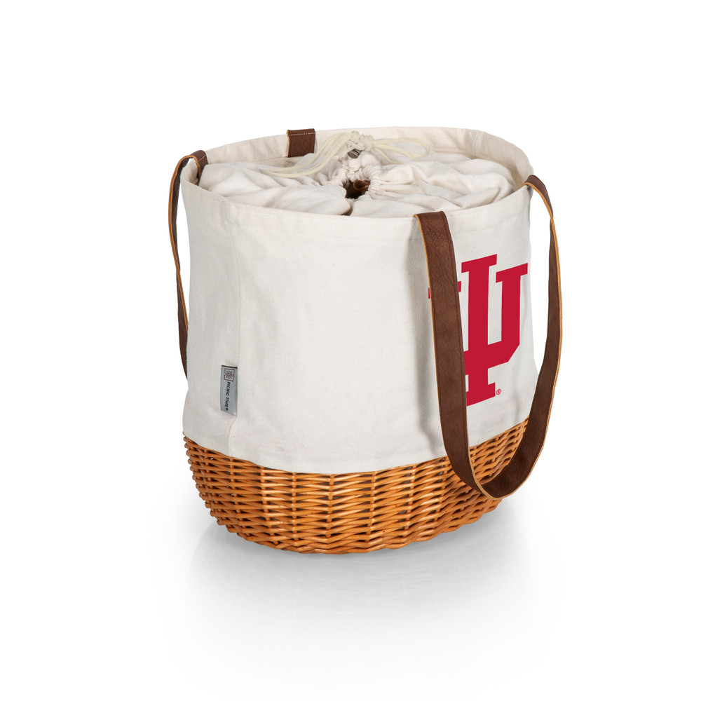 Indiana Hoosiers Coronado Canvas and Willow Basket Tote | Picnic Time | 203-00-187-674-0