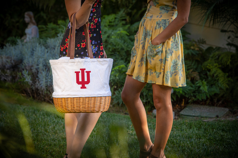 Indiana Hoosiers Coronado Canvas and Willow Basket Tote | Picnic Time | 203-00-187-674-0