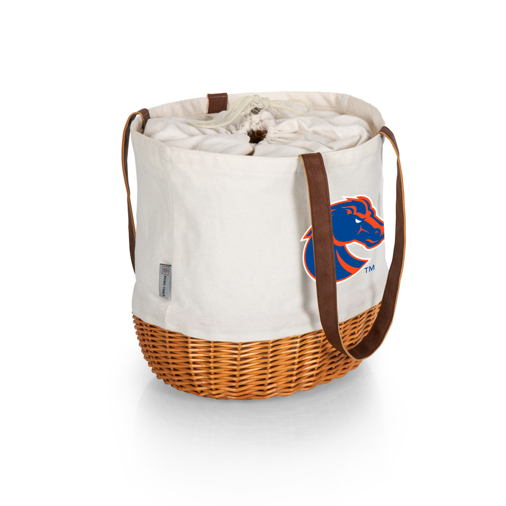 Boise State Broncos Coronado Canvas and Willow Basket Tote | Picnic Time | 203-00-187-704-0