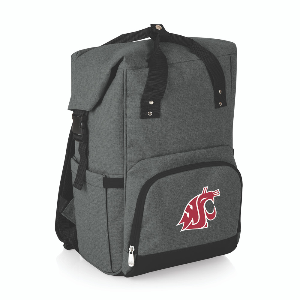 Washington State Cougars On The Go Roll-Top Backpack Cooler | Picnic Time | 616-00-105-636-0