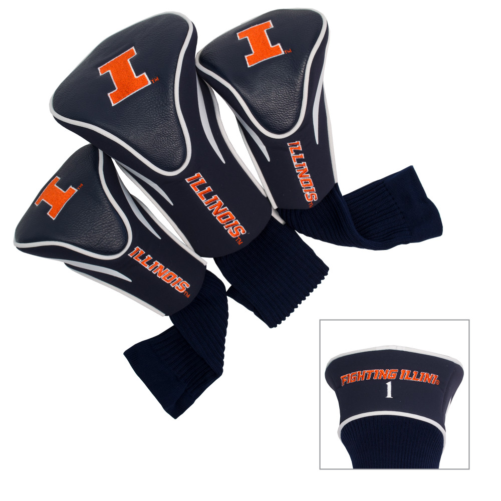 Illinois Fighting Illini 3 Pack Embroidered Contour Golf Headcovers | Team Golf |21394