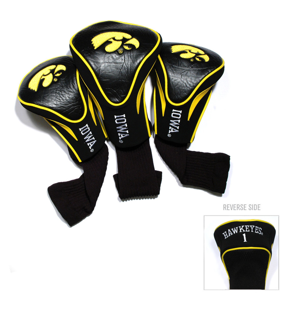 Iowa Hawkeyes 3 Pack Embroidered Contour Golf Headcovers | Team Golf |21594