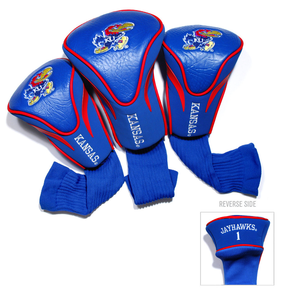 Kansas Jayhawks 3 Pack Embroidered Contour Golf Headcovers | Team Golf |21794