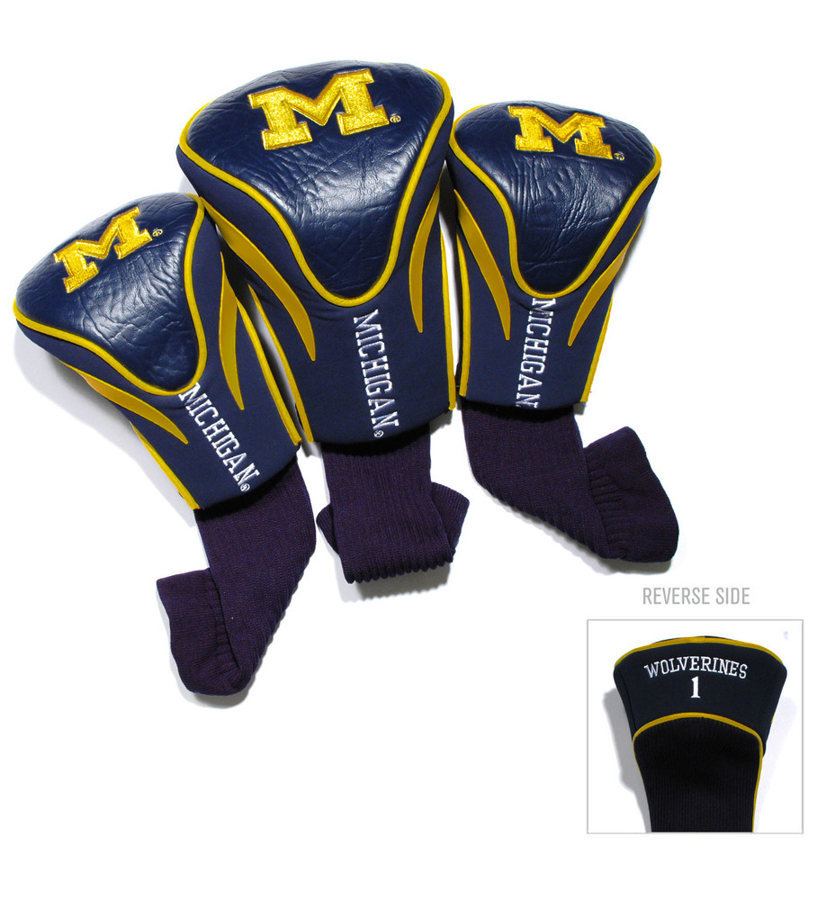 Michigan Wolverines 3 Pack Embroidered Contour Golf Headcovers | Team Golf |22294