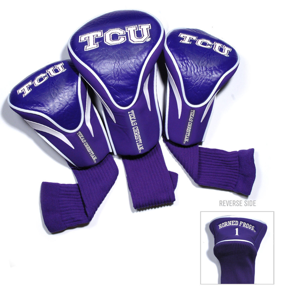 TCU Horned Frogs 3 Pack Embroidered Contour Golf Headcovers | Team Golf |25394