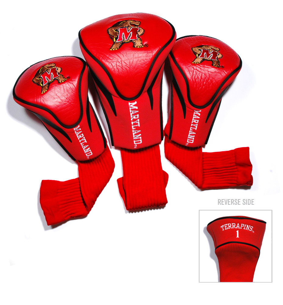 Maryland Terrapins 3 Pack Embroidered Contour Golf Headcovers | Team Golf |26094