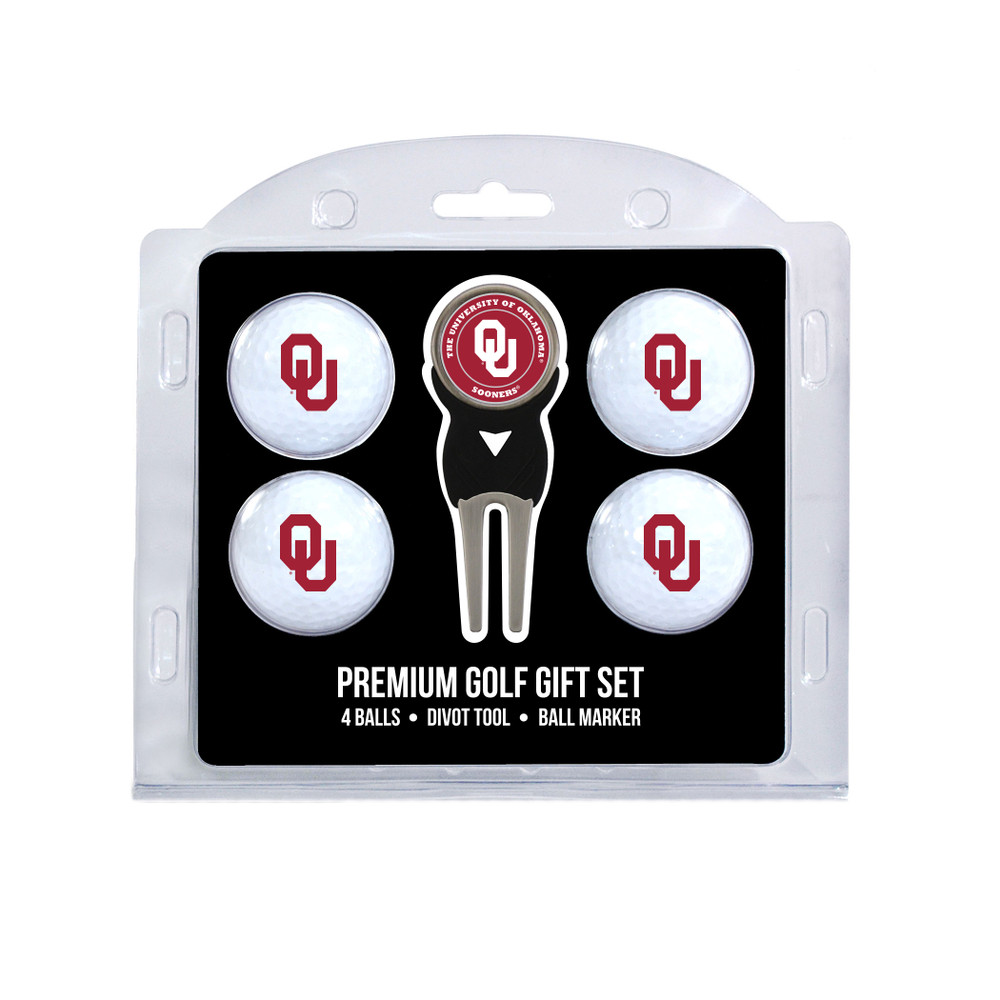Oklahoma Sooners 4 Golf Balls And Divot Tool Gift Set | Team Golf |24406