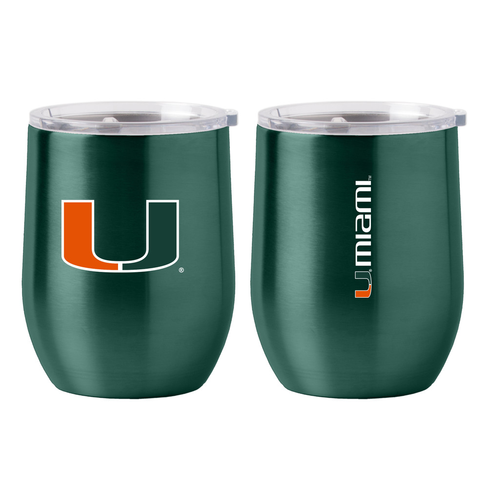 Miami Hurricanes 16oz Gameday Stainless Curved Beverage Tumbler| Logo Brands |LGC169-S16CB-1