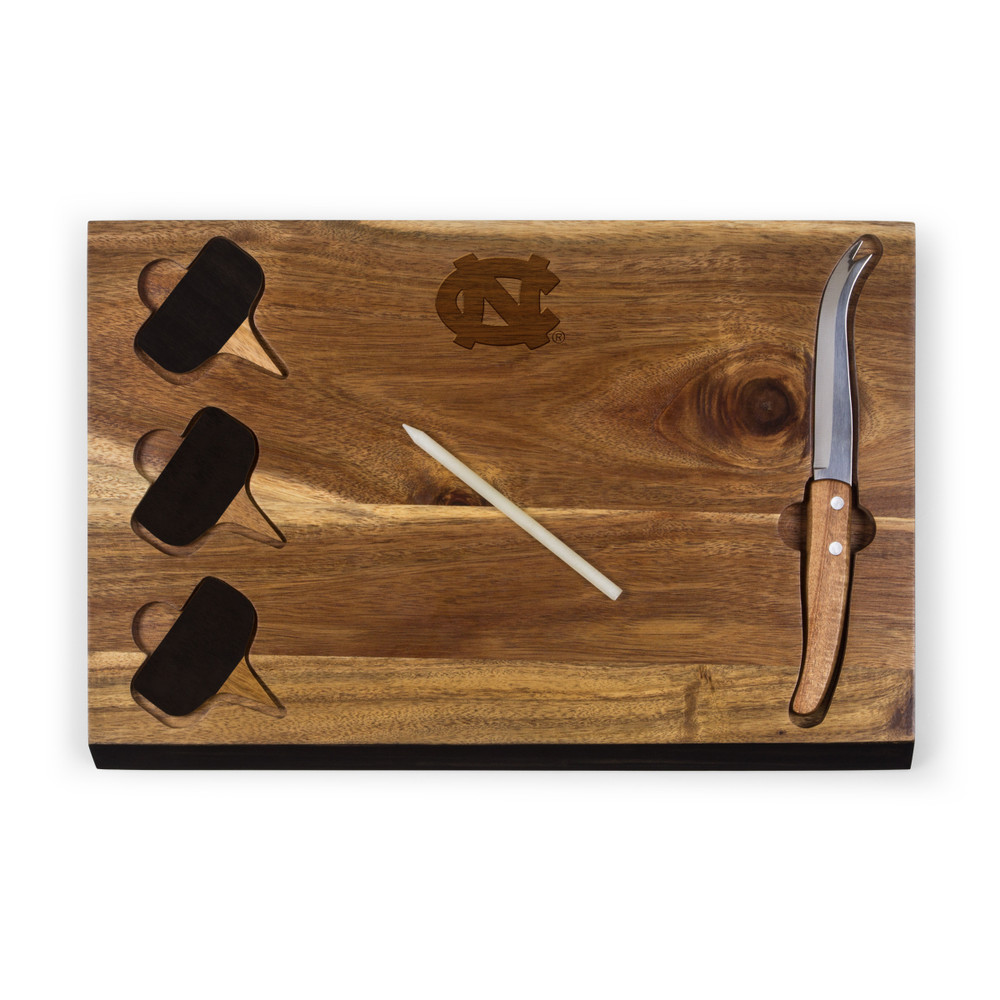 North Carolina Tar Heels Delio Acacia Cheese Cutting Board & Tools Set | Picnic Time | 833-00-512-413-0